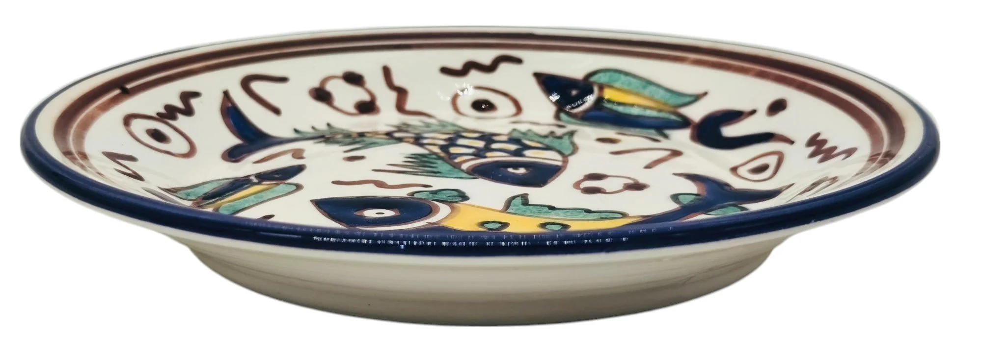 SLAMA Round Ceramic Plate 20cm, Multicolour Fish Design - Image 3