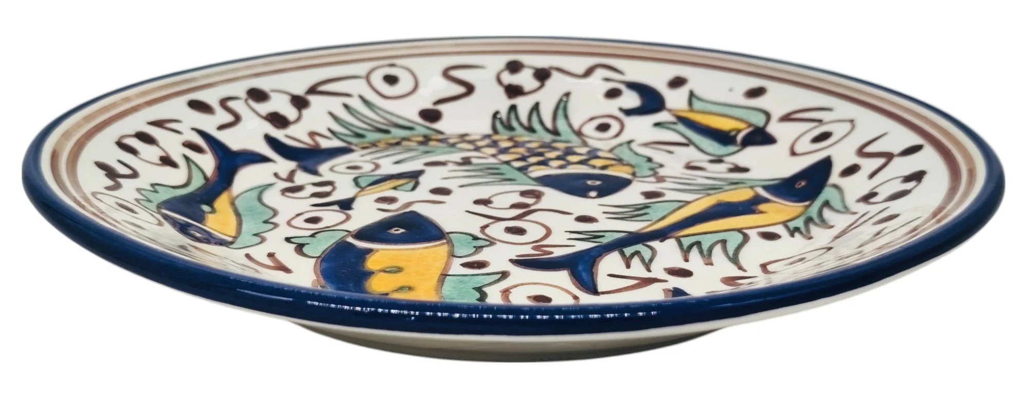 SLAMA Round Ceramic Plate 24cm, Multicolour Fish Design - Image 3