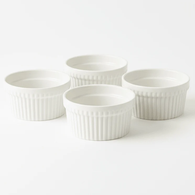 Symphony Ceramic Elegant White Ramekins – Set of 4, 9.5 x 5 cm