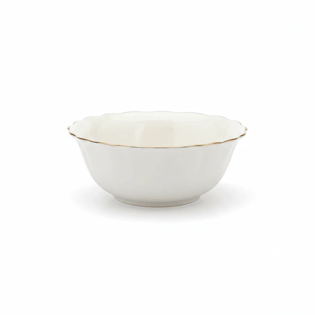 Solecasa Off-White Round Ceramic Bowl with Gold Rim - 4.15 Inch - Image 3