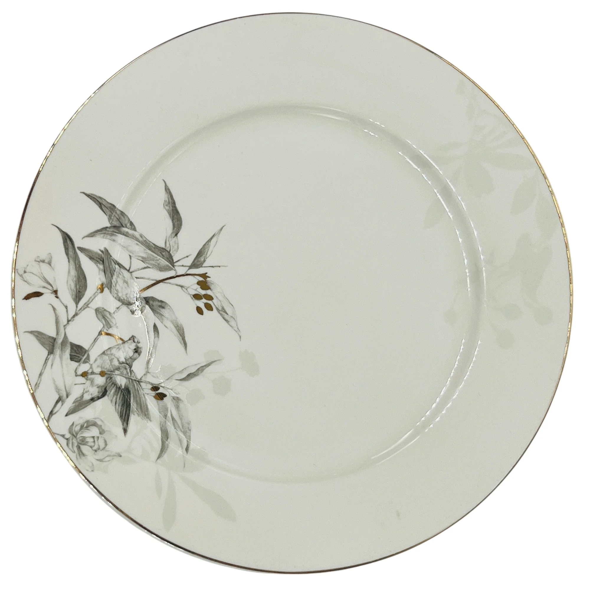Solecasa Porcelain Dessert Plate 8", White-Grey Floral Designs