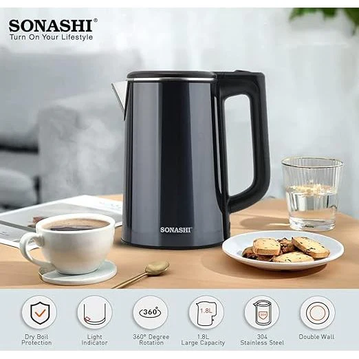 Sonashi 1.8 Litres Stainless Steel Cordless Kettle, with Auto Shut-Off and Fast Boiling, LED indicator, Small Electric Kettle for Tea, Coffee SKT-1810 - Image 7