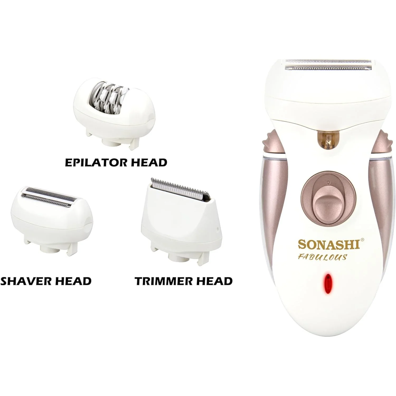 Sonashi Fabulous Epilator and Trimmer SLD-824 - Washable Epilator w/ 3 Attachments, Stainless Steel Blades, LED Light | Personal Care - Image 5