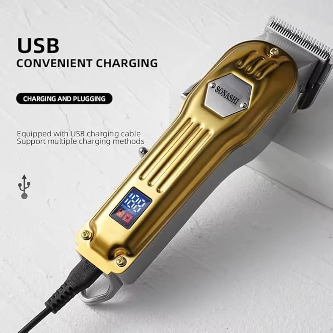 SONASHI Rechargeable Hair Clipper, Sharp & Carbon Steel blade, 8 Comb Attachment,With LED Indicator, Continuous 3 Hour Working Time- SHC-1061 - Image 3