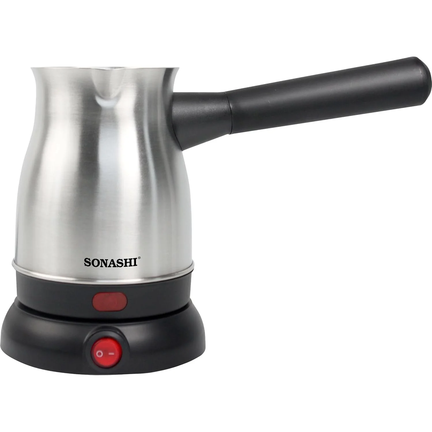 Sonashi Turkish Coffee Maker with 80ml Jar - 360-Degree Cordless Base with Removable Handle | Auto Shut Off Feature STCM-4972