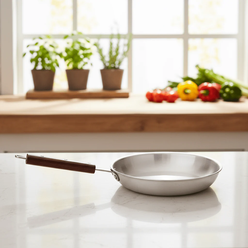 Sonex High-Quality Round Aluminum Frying Pan with Strong Wooden Handle for Everyday Cooking – 30 cm - Image 2