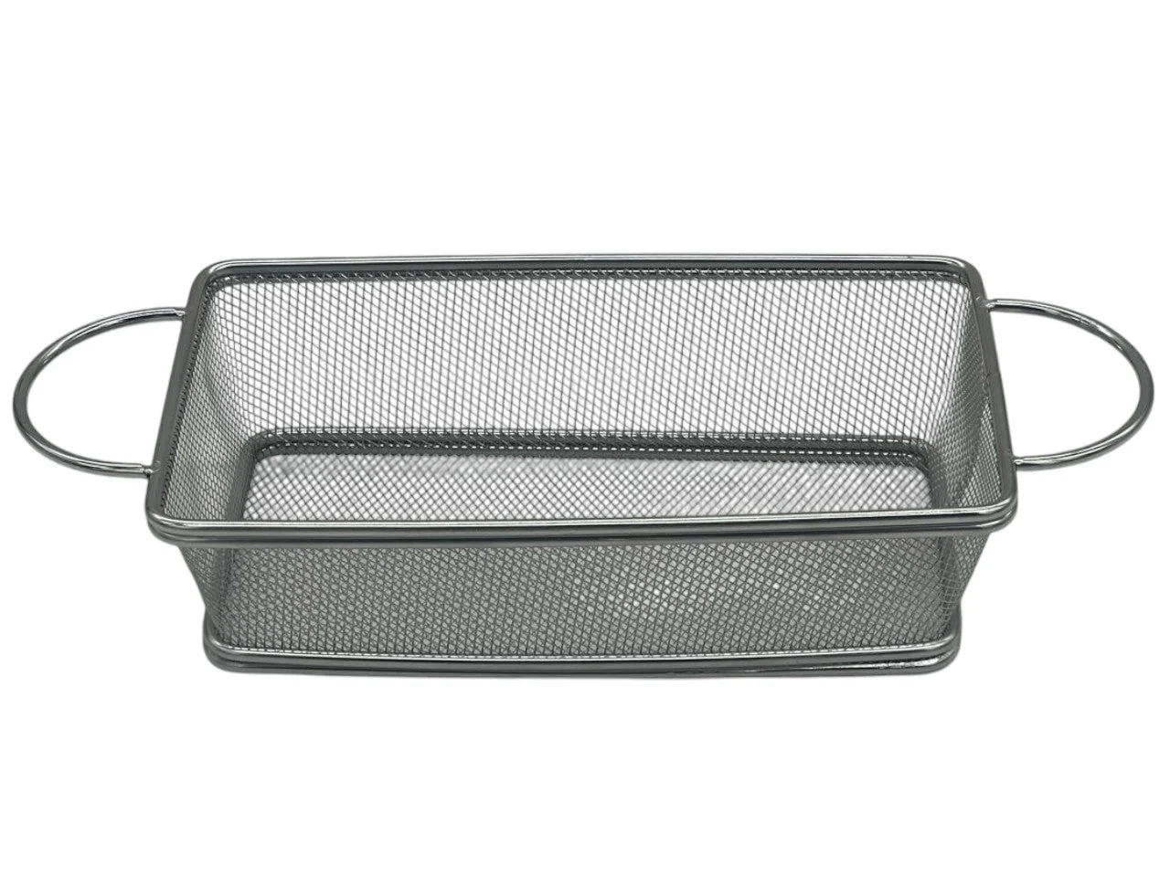 Stainless Steel Rectangular Fry Basket with Ear Handle-21cmX12cmX6cm-Steel