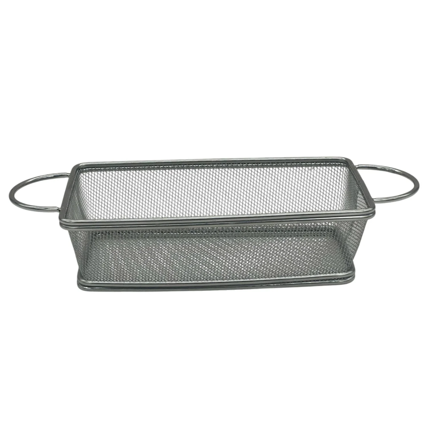 Stainless Steel Rectangular Fry Basket with Ear Handle-21cmX12cmX6cm-Steel - Image 2