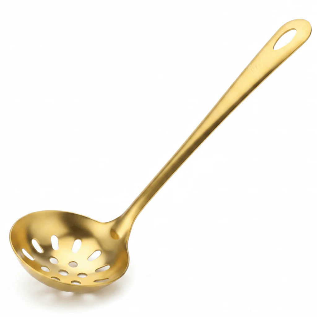 Stainless Steel Slotted Ladle 22cm – Gold