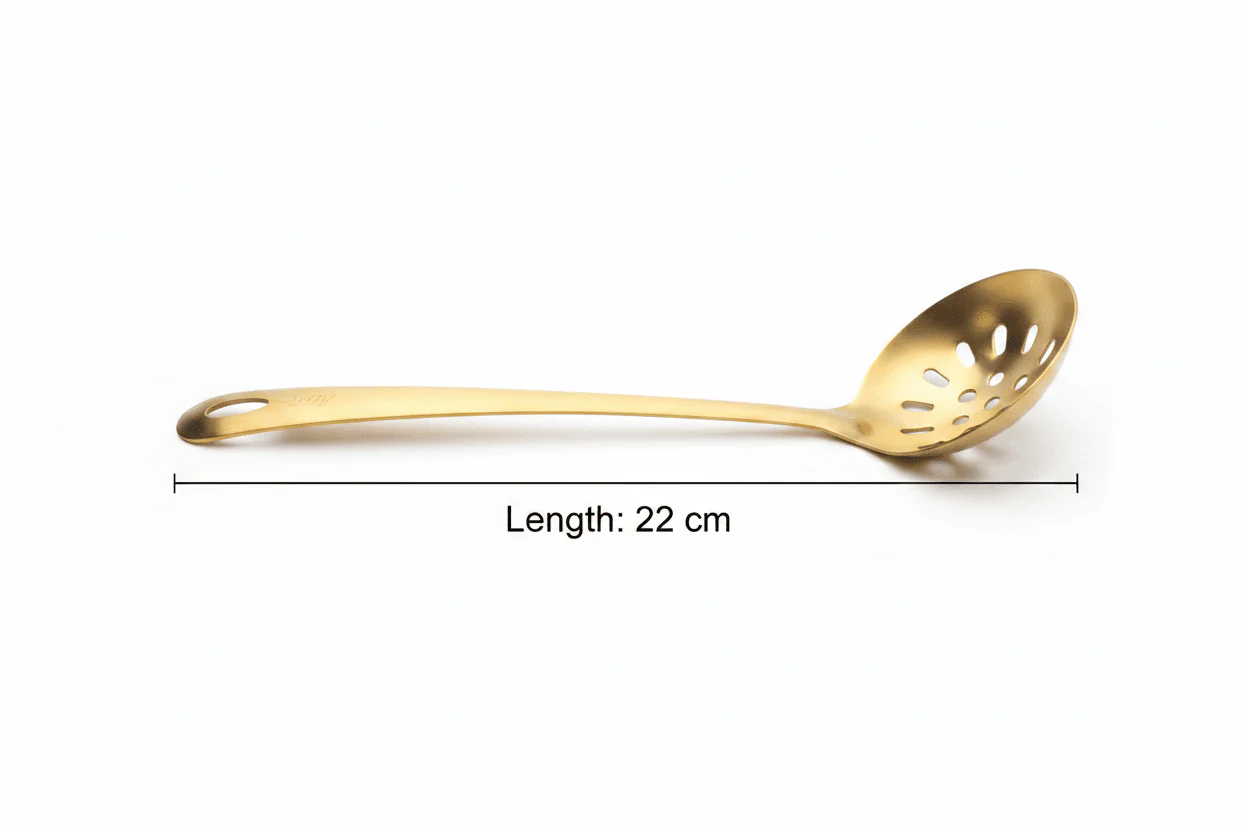 Stainless Steel Slotted Ladle 22cm – Gold - Image 2