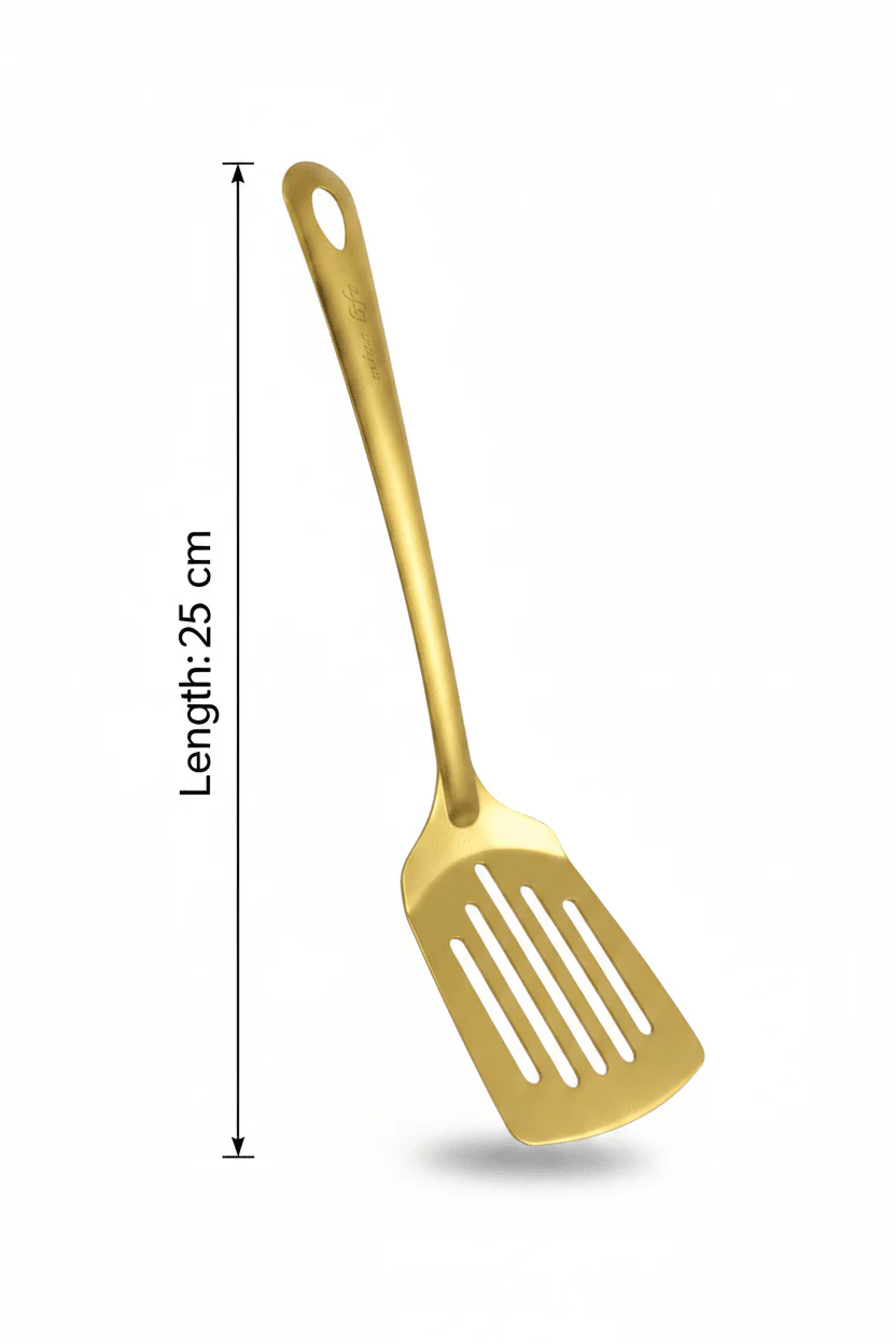 Stainless Steel Slotted Turner 25cm – Gold - Image 2