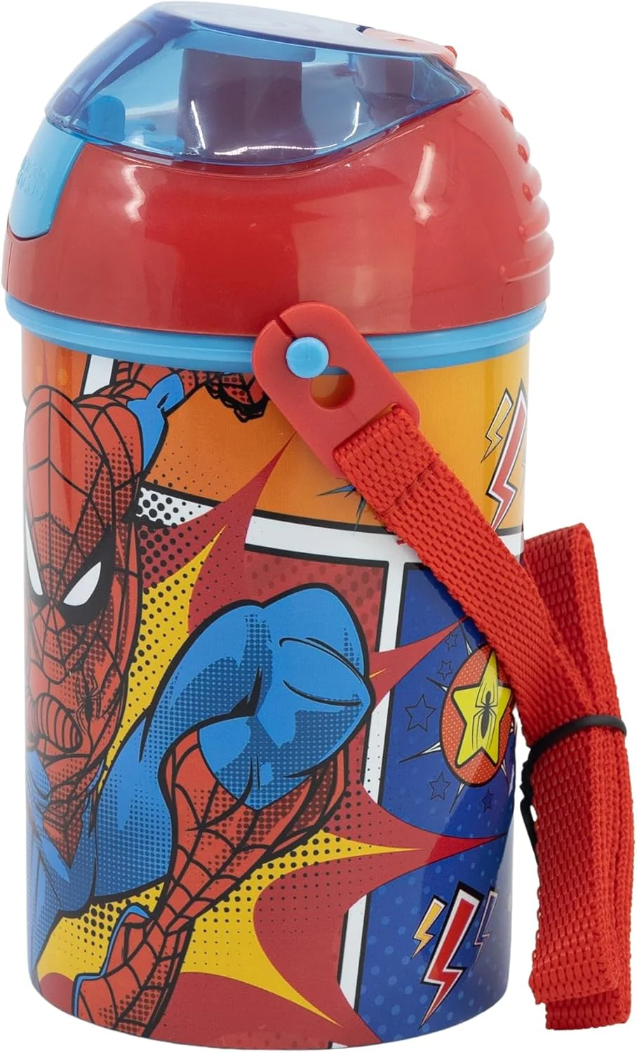 Stor Plastic Pop Up Canteen/Water Bottle 450ml, Spiderman Battle Series