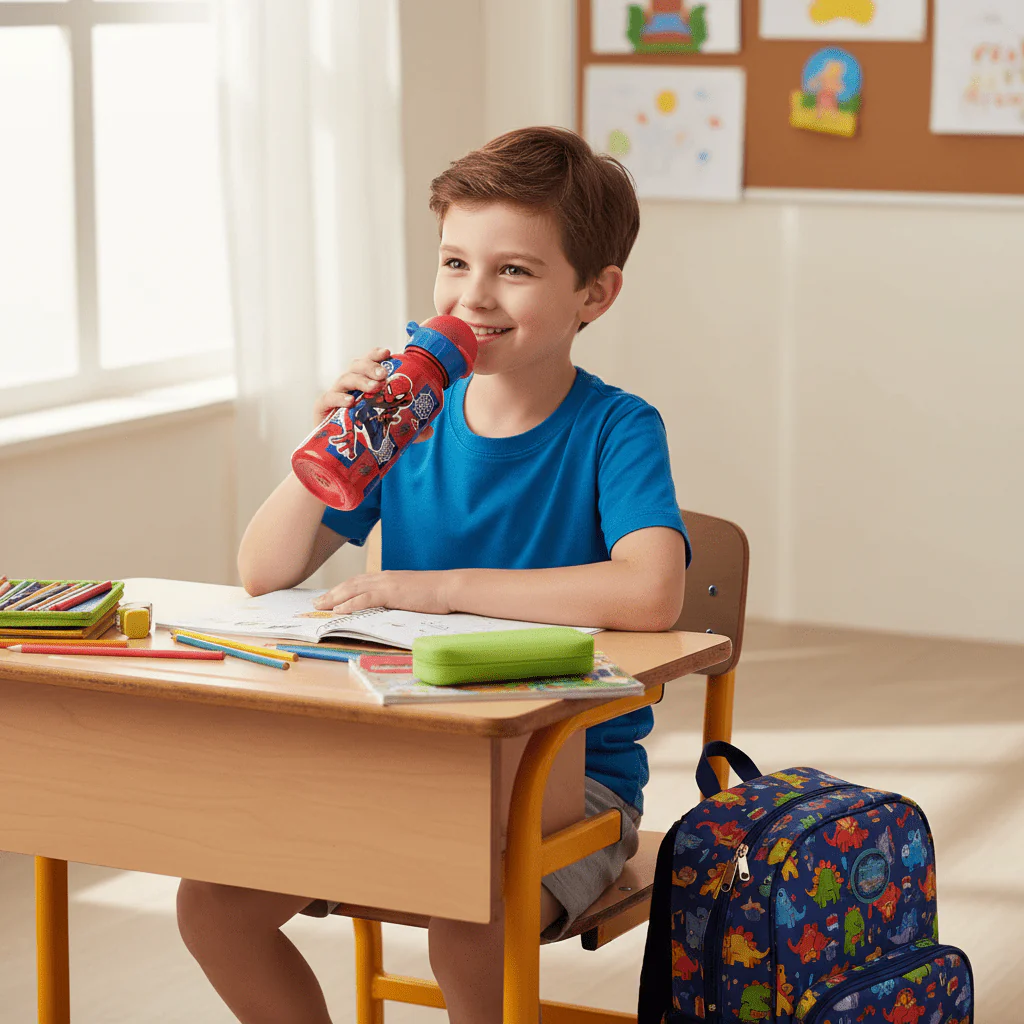 Stor Spider-Man Reusable Plastic Water Bottle Red 370ml Kids Drinking Bottle BPA Free School Bottle - Image 2