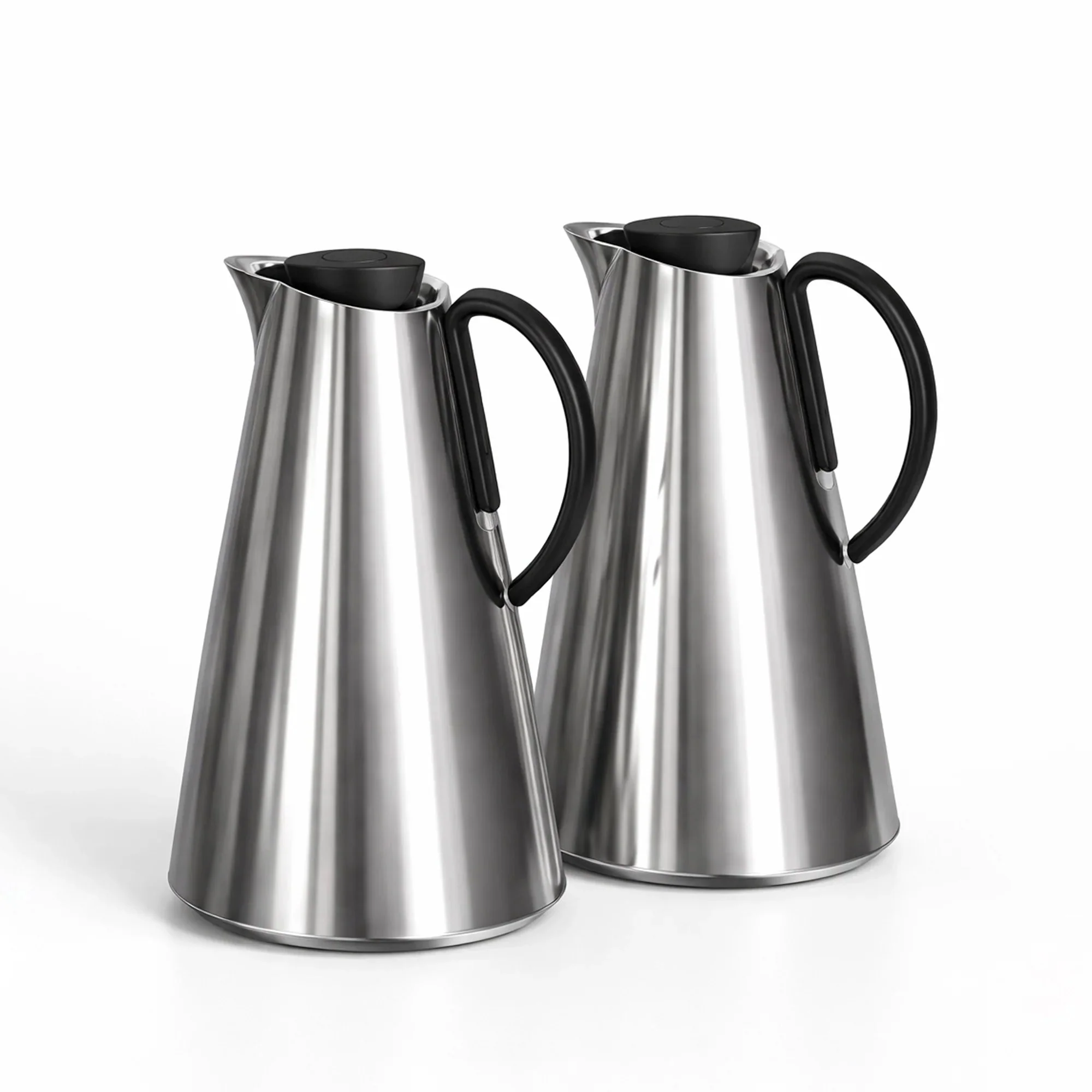 Luhpar HS-2505 Vacuum Flask 2-Piece Set (1.0 L + 1.0 L) – White with Black HandleHS-2502 Vacuum Flask 2-Piece Set (1.0 L + 1.0 L) – Matt Silver with Black Handle