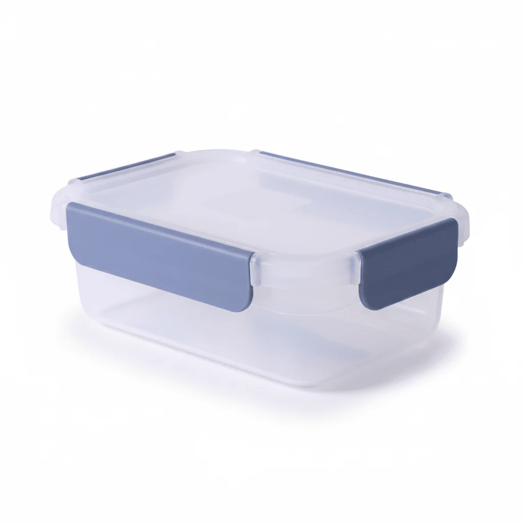 Super Lock Plastic Rectangular Food Container With Lid 900ml-Blue&Transparent