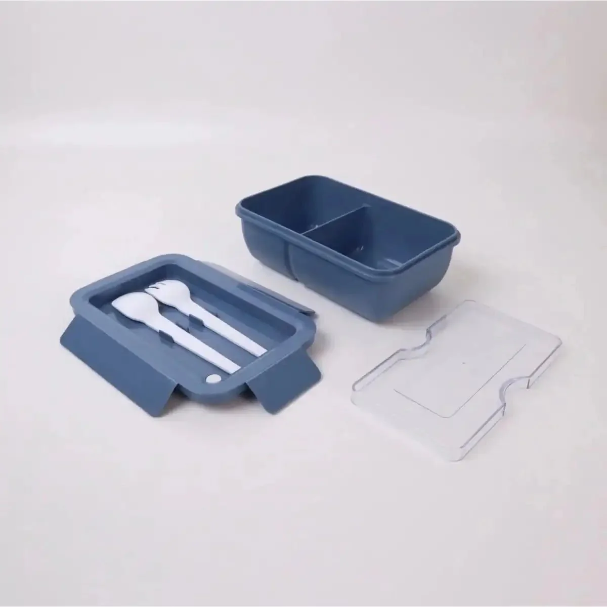 SUPER LOCK Wheat Straw Eco Rectangular Lunch Box 1000ml with Cutlery, Blue - Image 4