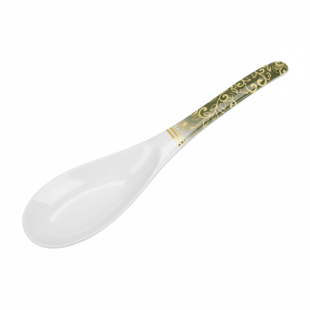 Supreme Floral Melamine Rice Serving Spoon – 8.5" White
