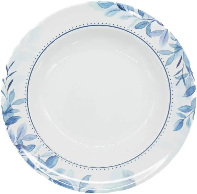 Supreme Melamine Round Soup Plate-26CM-White&Blue - Image 3