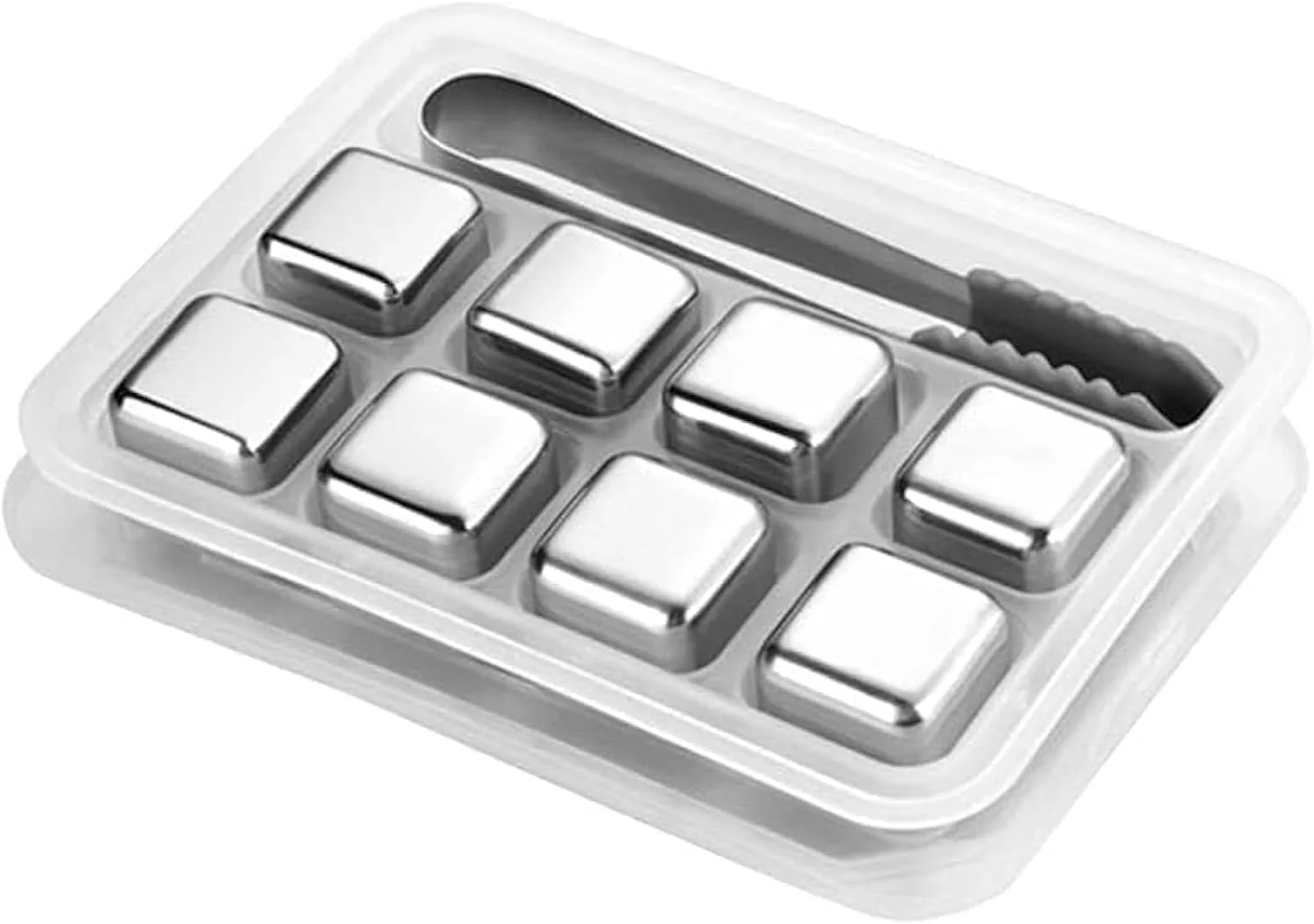 SUS304 Stainless Steel Ice Cubes 8pcs, Include 1pc Ice Clip