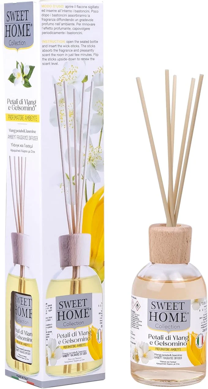 Sweet Home Ambient Fragrance Reed Diffuser, Jasmine & Ylang Leafs - 100ml, Floral and Exotic Aroma, Ideal for Living Rooms, Bedrooms, and Gifting, Made In Italy. - Image 5