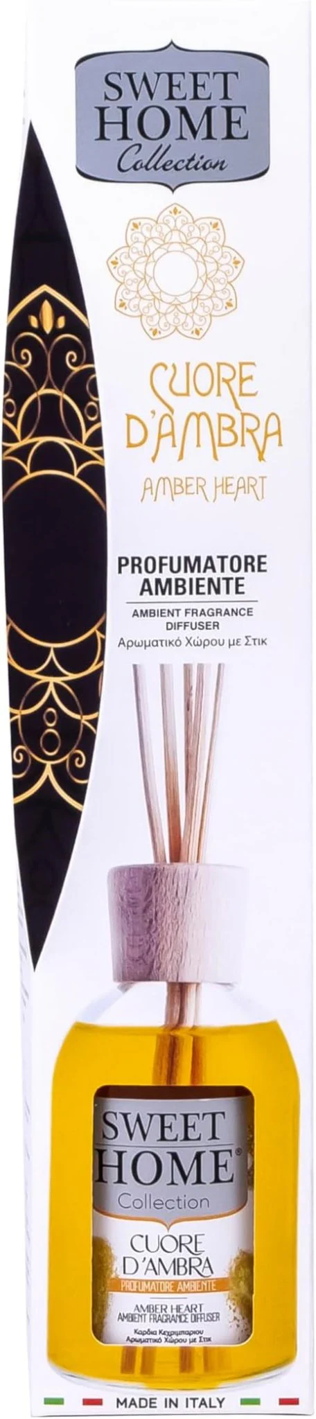 Sweet Home Collection Ambient Fragrance 100ml Amber Heart Reed Diffuser, Made In Italy. - Image 2