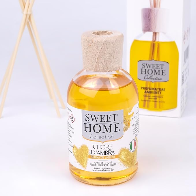 Sweet Home Collection Ambient Fragrance 100ml Amber Heart Reed Diffuser, Made In Italy. - Image 3
