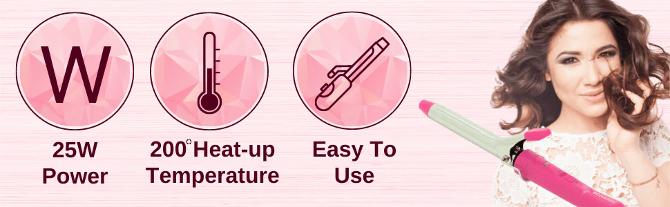 Sonashi Hair Curler with PTC Heater, Maximum Heat Up Temperature 200°, For Smooth Curls With Advanced Temperature Control, Curler for All Hair Types 25W SHC-3002 Pink - Image 6