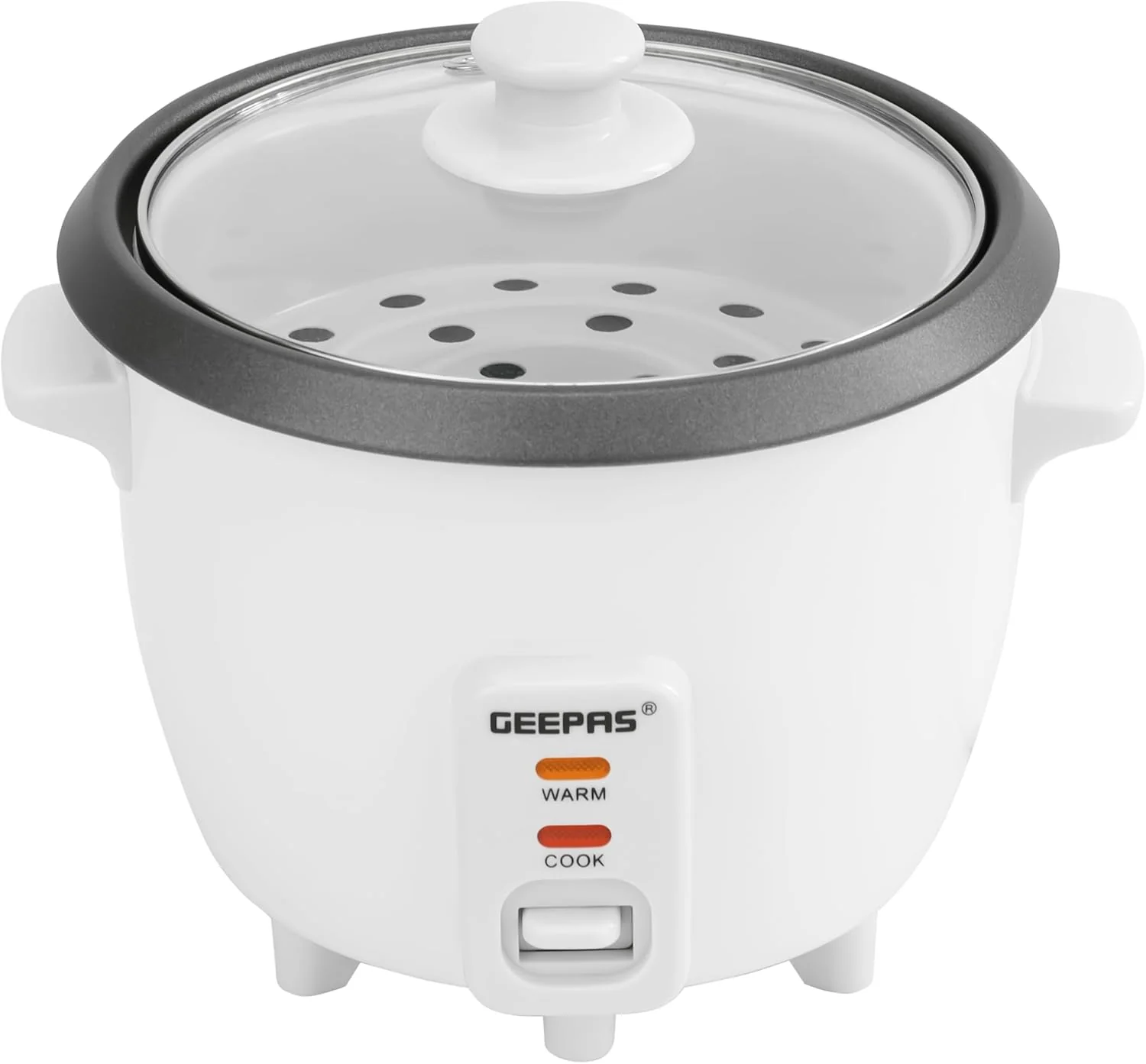 Geepas GRC1828H 0.6L Rice Cooker with Non-Stick Cooking Pot | 350W | Automatic Cooking, Steam Vent Lid & Simple One Touch Operation |Make Rice, Steam Healthy Food & Vegetables
