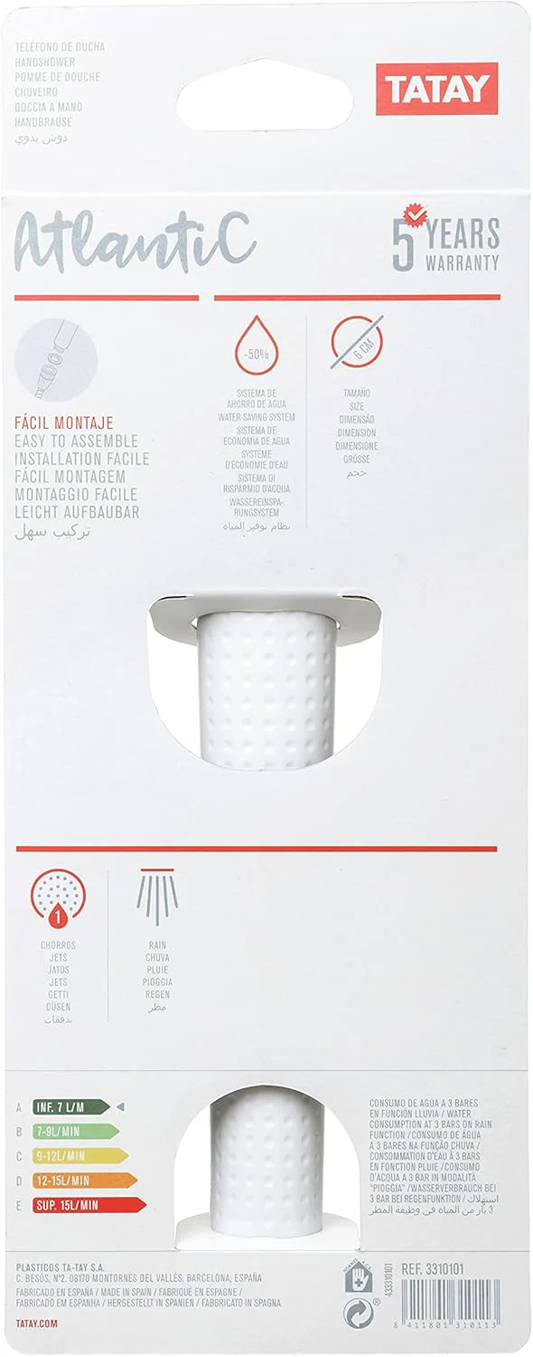 Tatay Atlantic White Hand Shower – Modern Bathroom Spray Head - Image 3