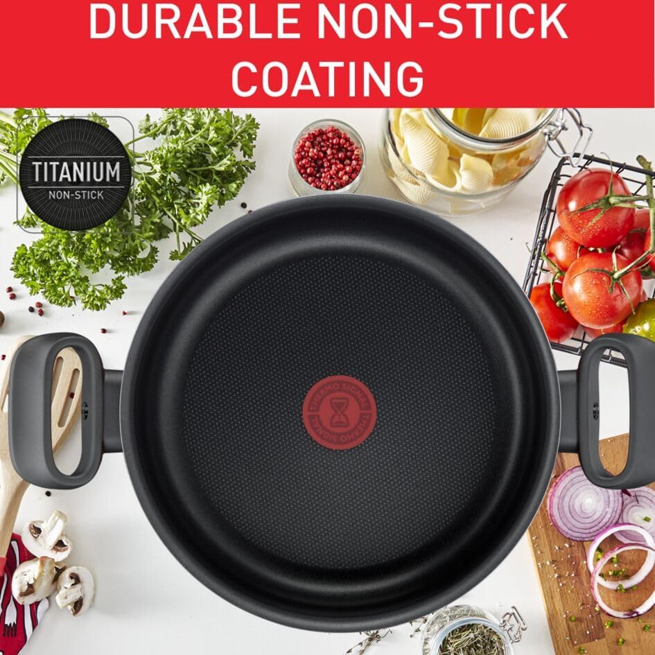 Tefal Tempo Flame 28cm Non-Stick Casserole with Lid – Red Aluminium (C3045485) - Image 3