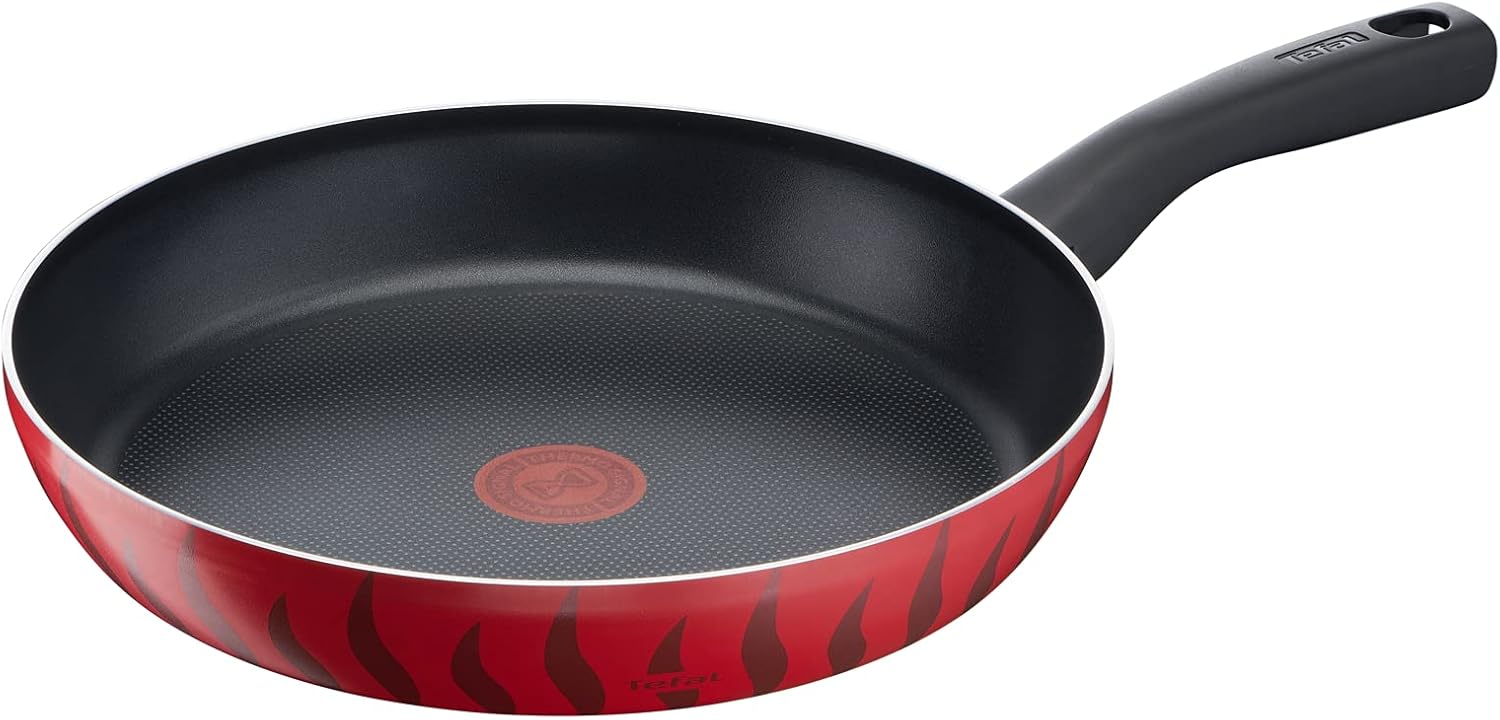 Tefal Tempo Flame 28cm Non-Stick Frying Pan with Thermo Spot – Red Aluminium (C3040683)