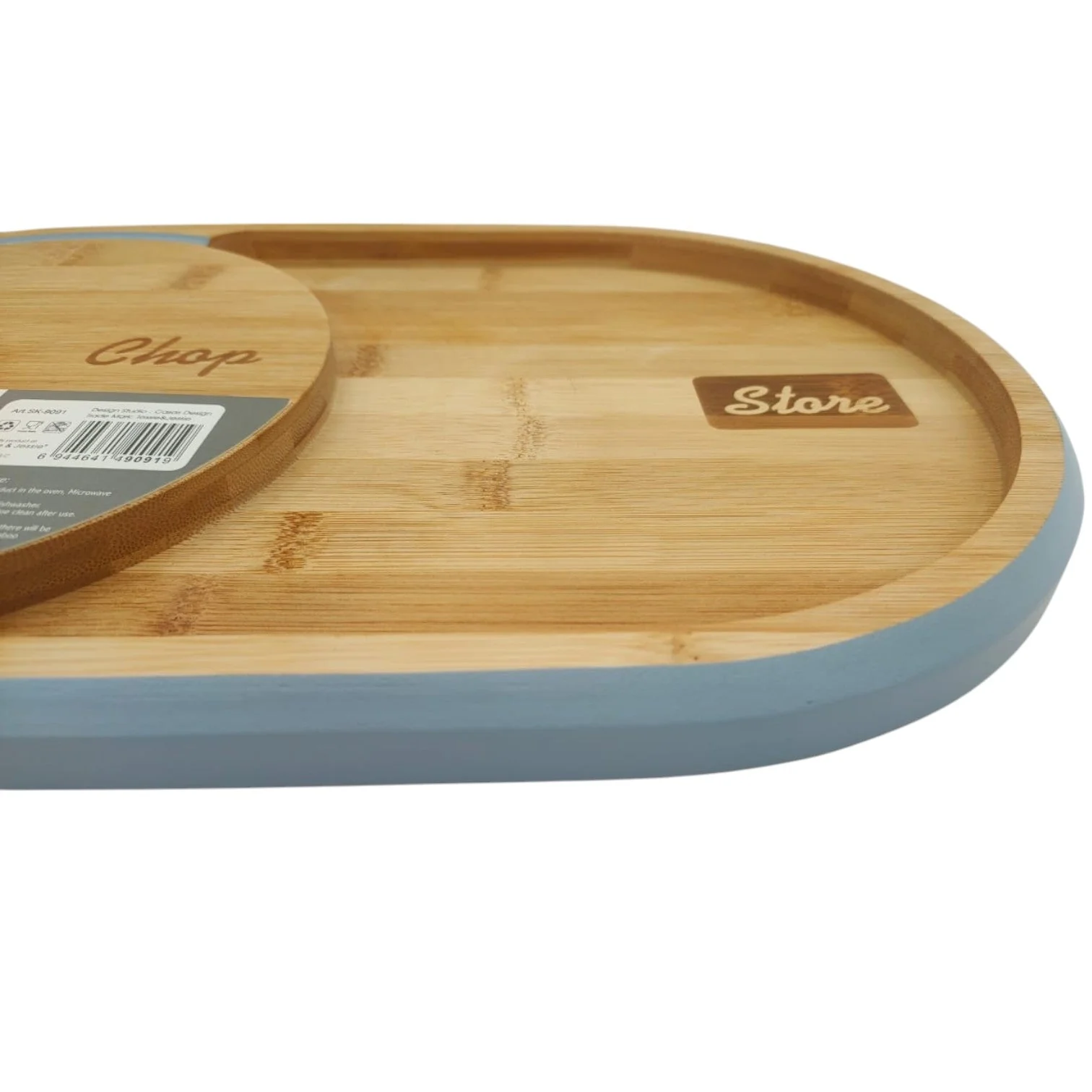 Tessie & Jessie Wooden Chop & Store Cutting Board 40cmX24.5cmX2cm-Blue&Wooden