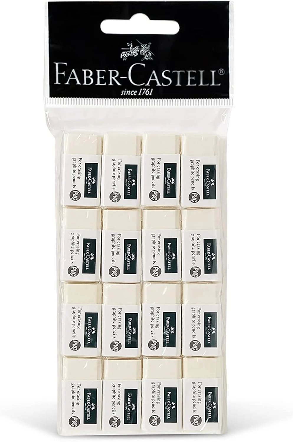 Faber-Castell PVC-Free Eraser – Pack of 16