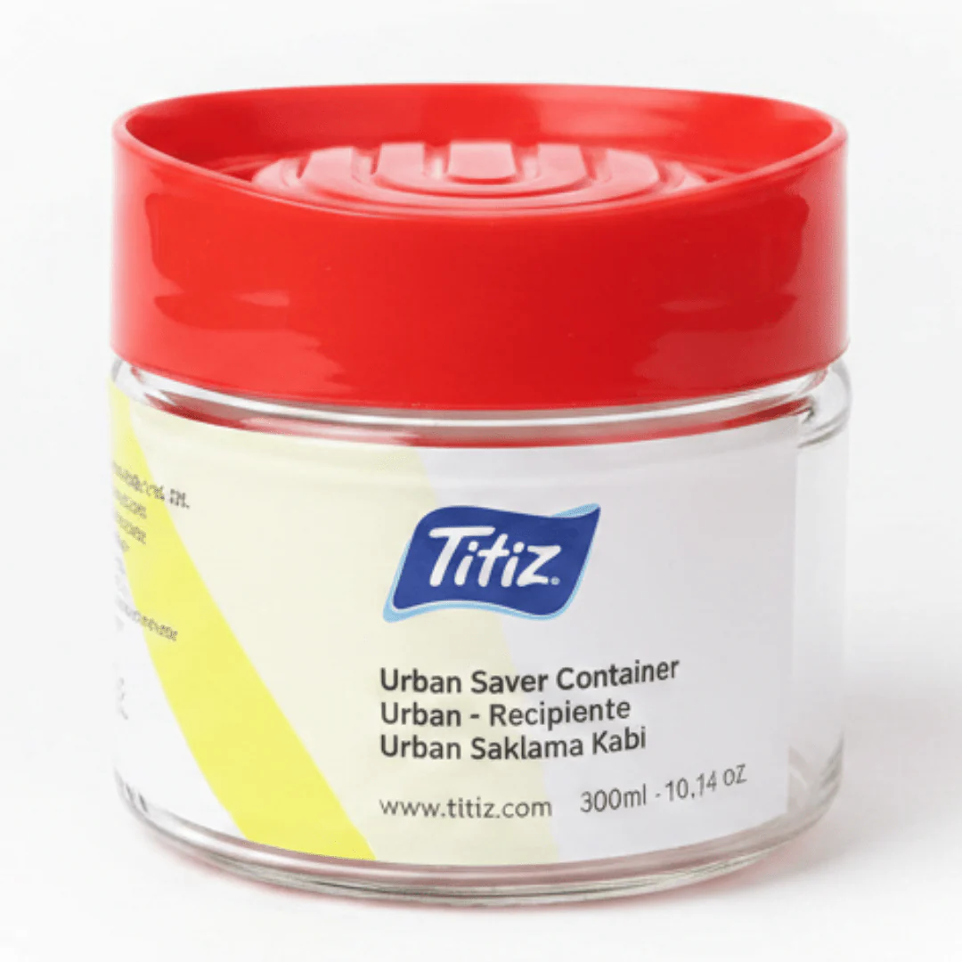 Titiz Urban Saver Glass Storage Jar with Plastic Lid – 300ml | Red / Blue / Black |