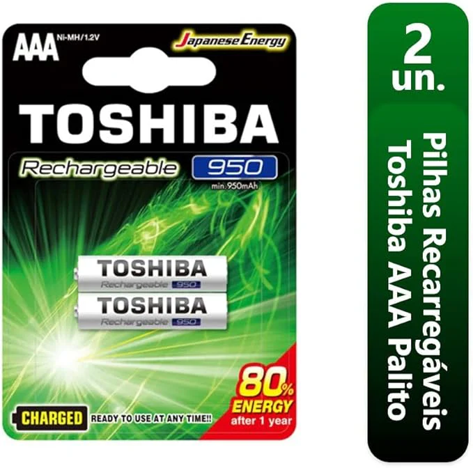 TOSHIBA AAA Rechargeable Battery 1.2V 950mAh, Pack of 2