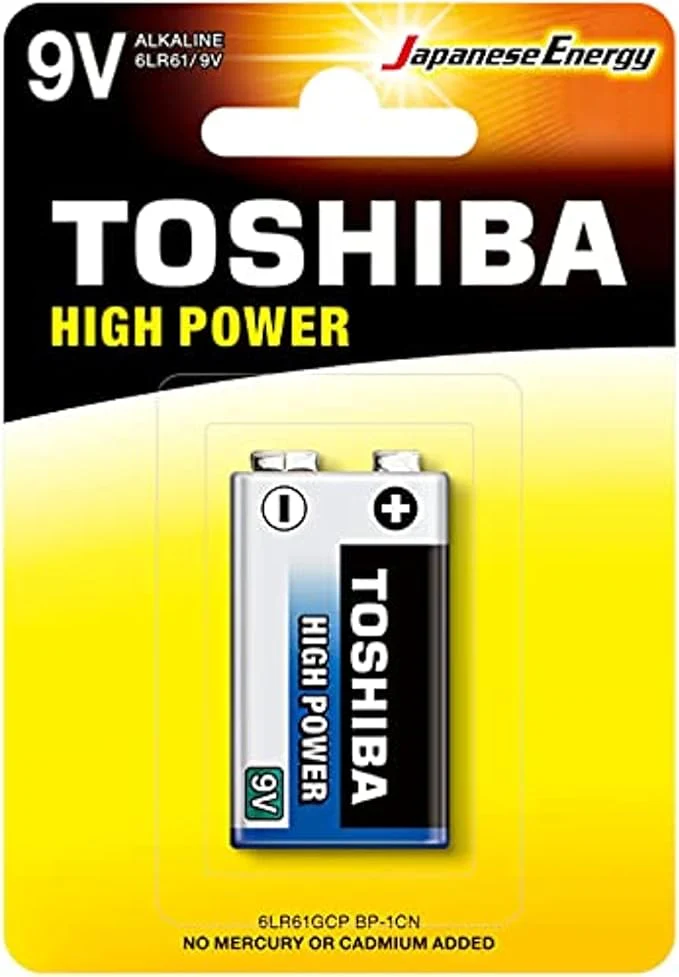 TOSHIBA High Power 9V Alkaline Battery, Pack of 1