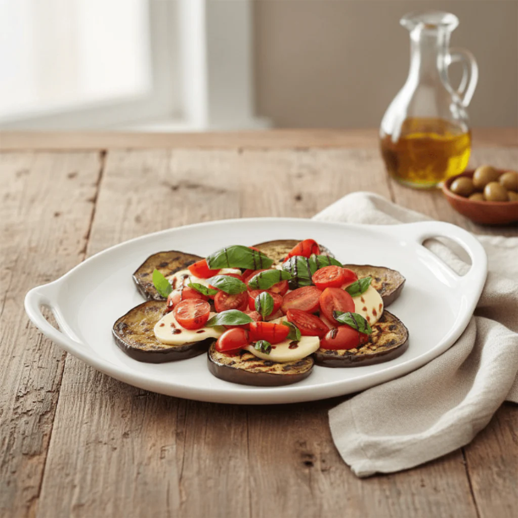 Symphony Collection – 30 x 35 cm White Ceramic Round Serving Platter with Handles - Image 2