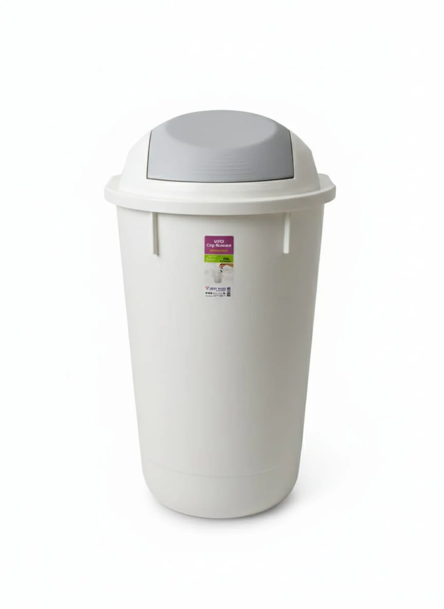 UFO 50 Litre Large Swing Dustbin – Heavy-Duty Plastic Waste Bin 39.5x72 cm, White Color for Indoor & Outdoor Use - Image 2