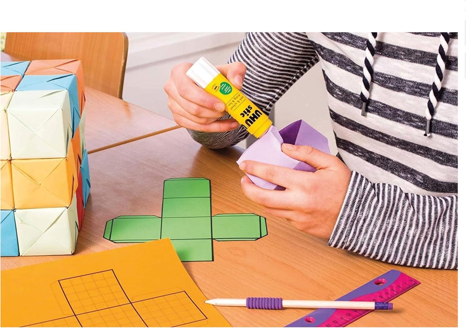 UHU stic the proven glue stick, strong, fast, solvent free, clean, safe & sustainable for school, home, office, kids, arts and crafts, 98% natural, now packed in 50% recycled plastic- 21g pack of 6 - Image 6