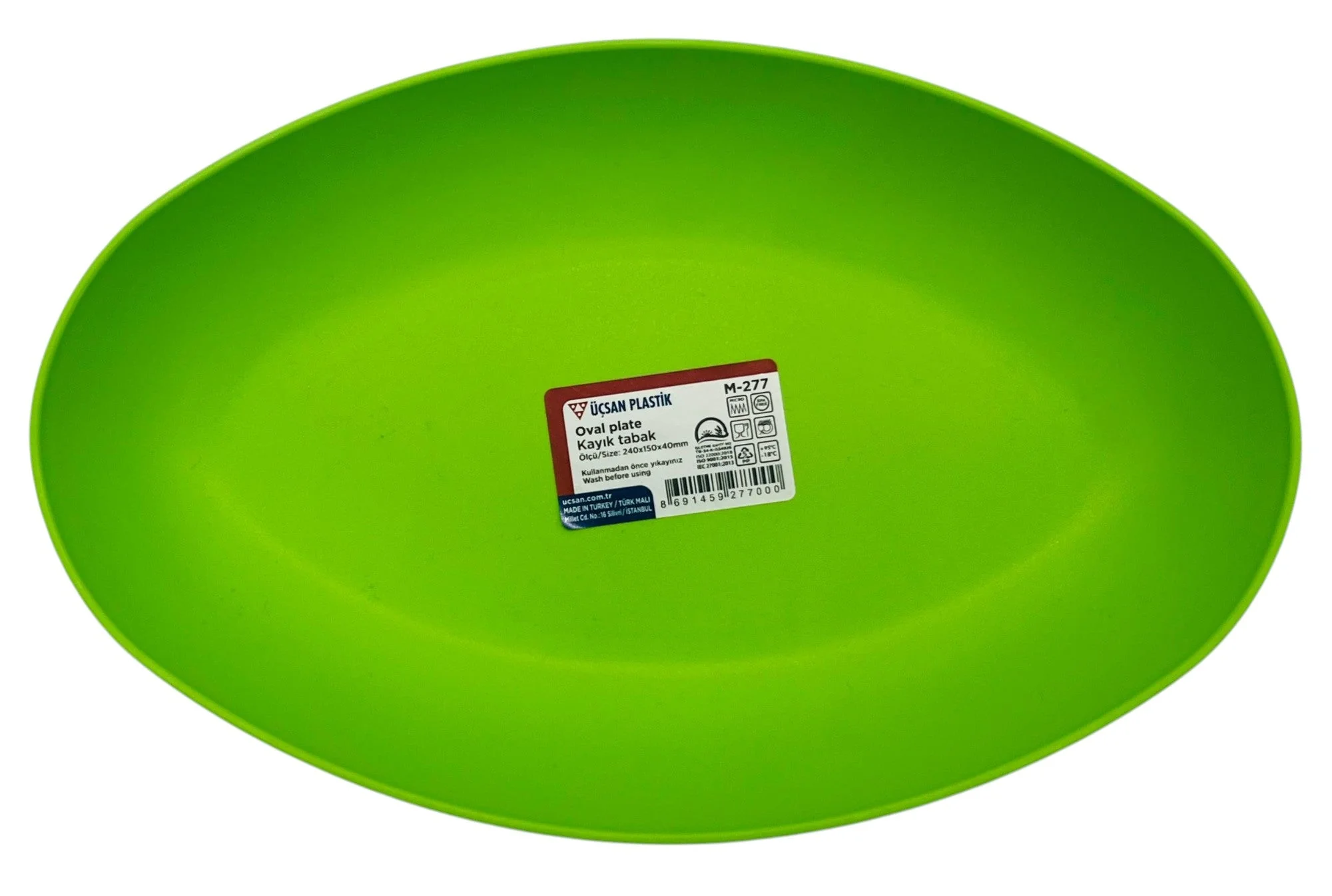 Uscan Plastic Oval Plate 240mm*150mm*40mm, Green