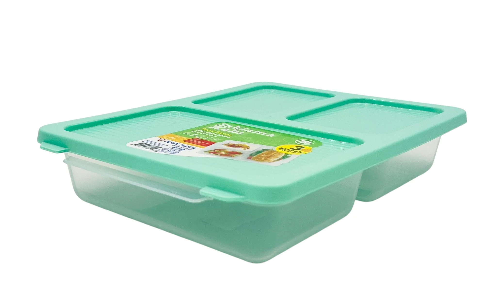 USKAN Saklama Kabi 3 Compartment Food Saver Box 330ml+330ml+750ml, Teal - Image 2