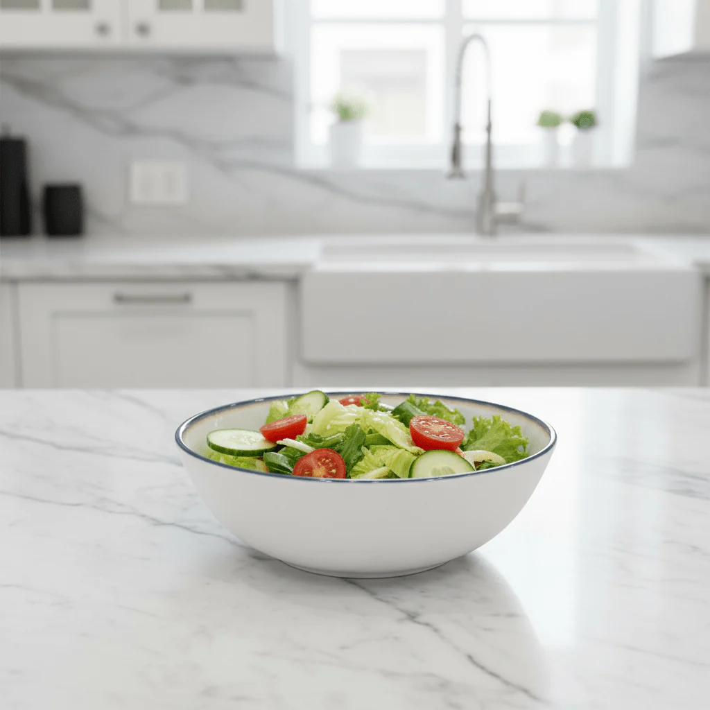Vague White Melamine Bowl with Navy Blue Rim & Floral Design — 5.25 Inch - Image 3