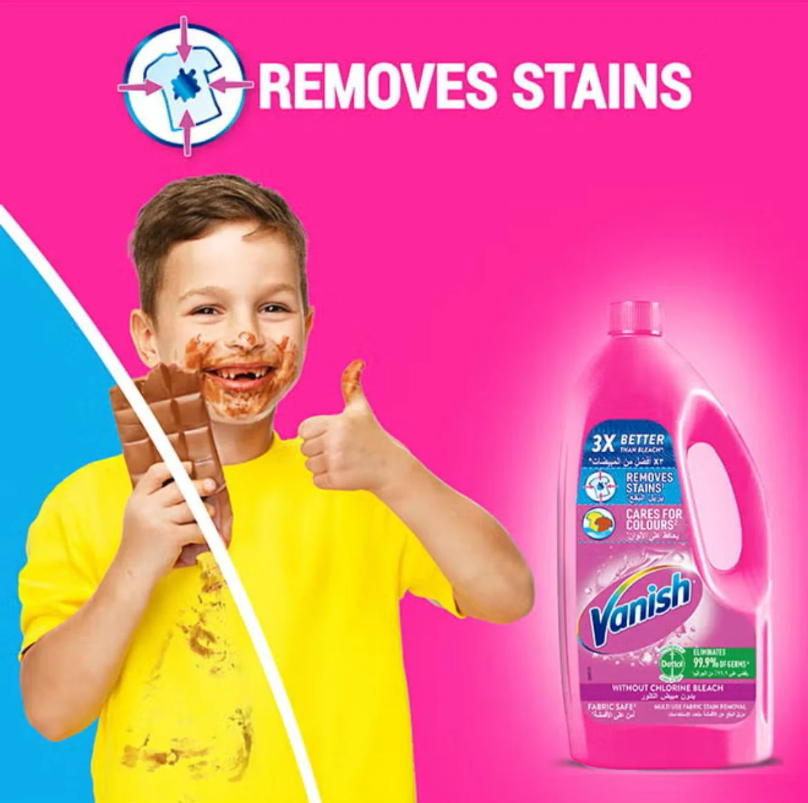 Vanish Fabric Stain Remover Liquid pink 1Liters, Cares for Colours, Without Chlorine Bleach - Image 4
