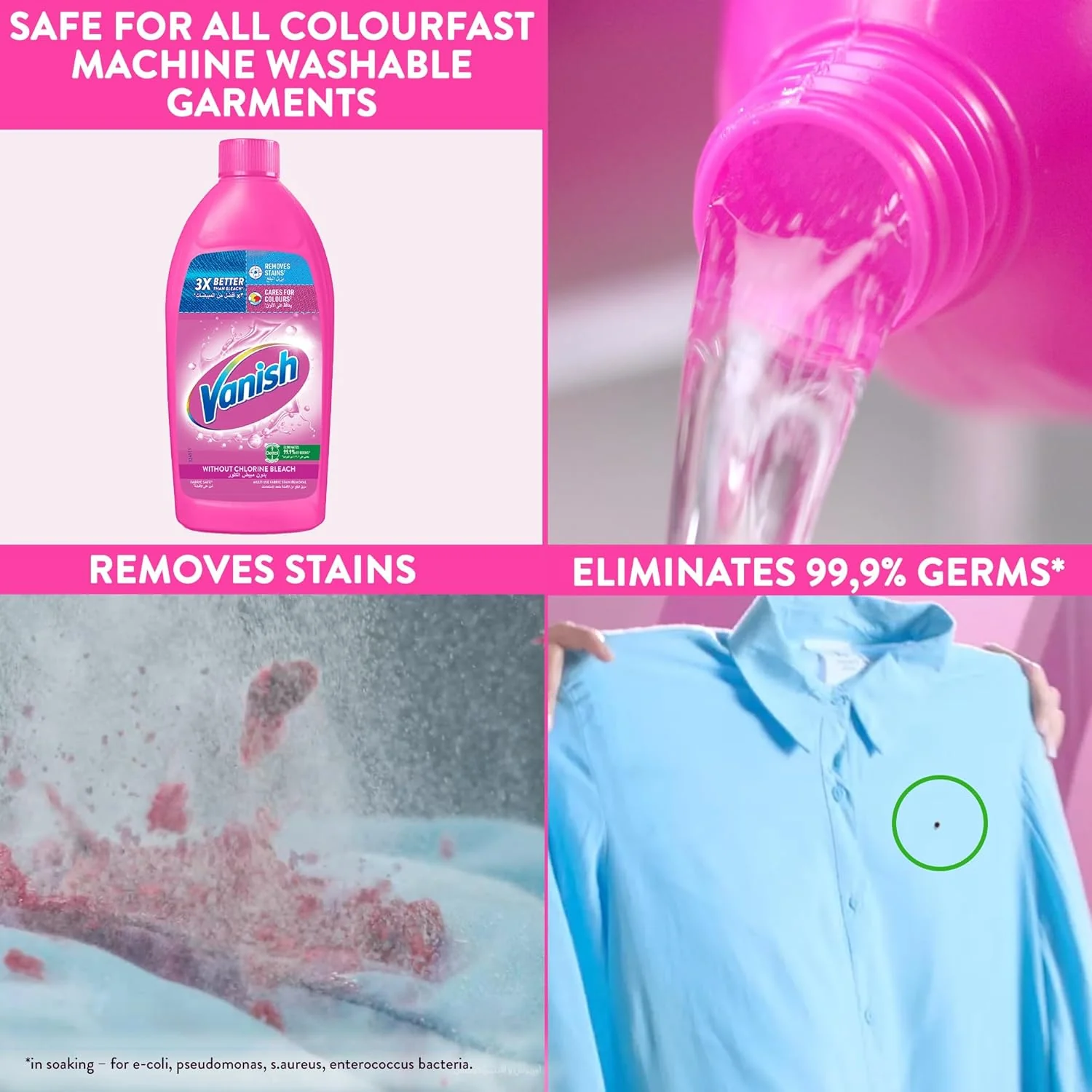 Vanish Liquid Fabric Stain Remover 500ml for Coloured & White clothes - Image 2