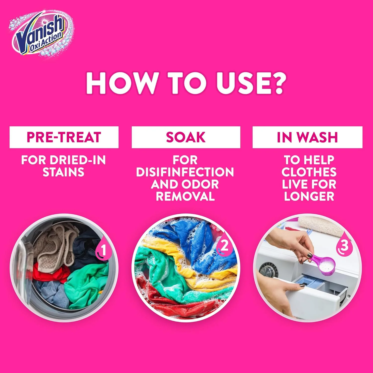 Vanish Oxi Action Fabric Stain Remover Powder 500g - Image 5