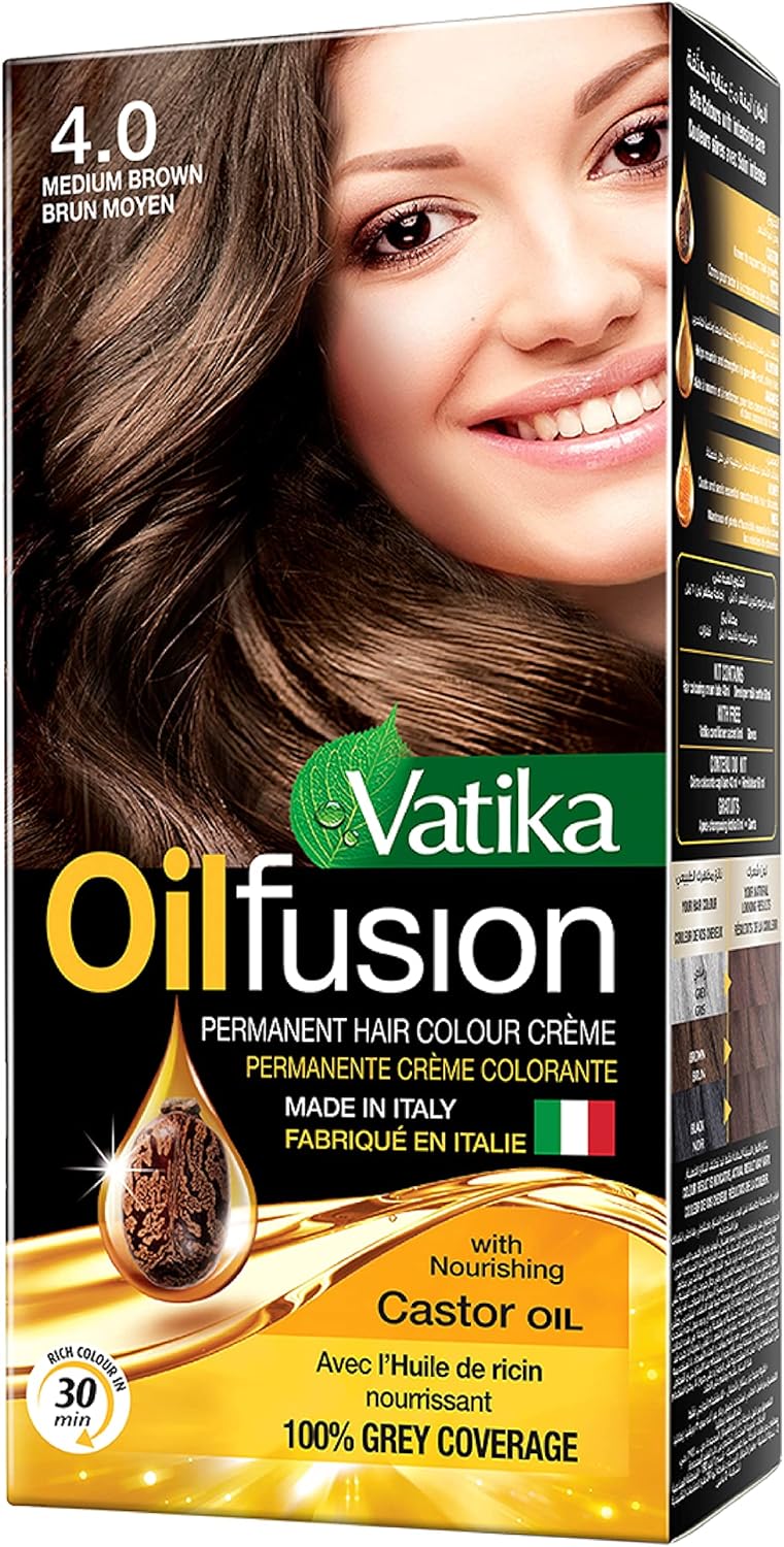 Vatika Naturals Vatika Oil FUSion Permanent Hair Color Crème, Medium Brown 4.0