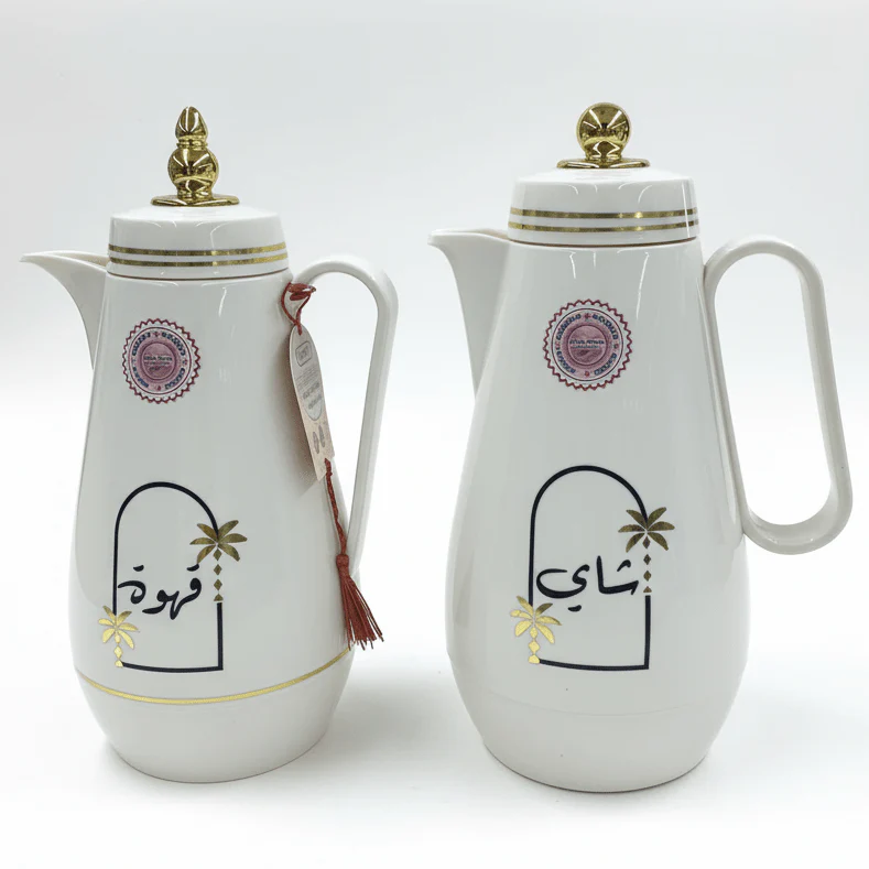 Velvet 2-Piece Vacuum Flask Set 1L + 1L – Cream Finish Thermal Coffee & Tea Flask Set