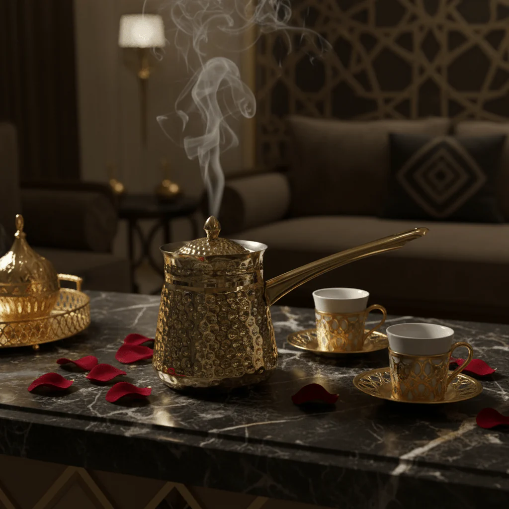 Velvet Golden Hammered Stainless Steel Arabic Coffee Warmer — 600ml - Image 4