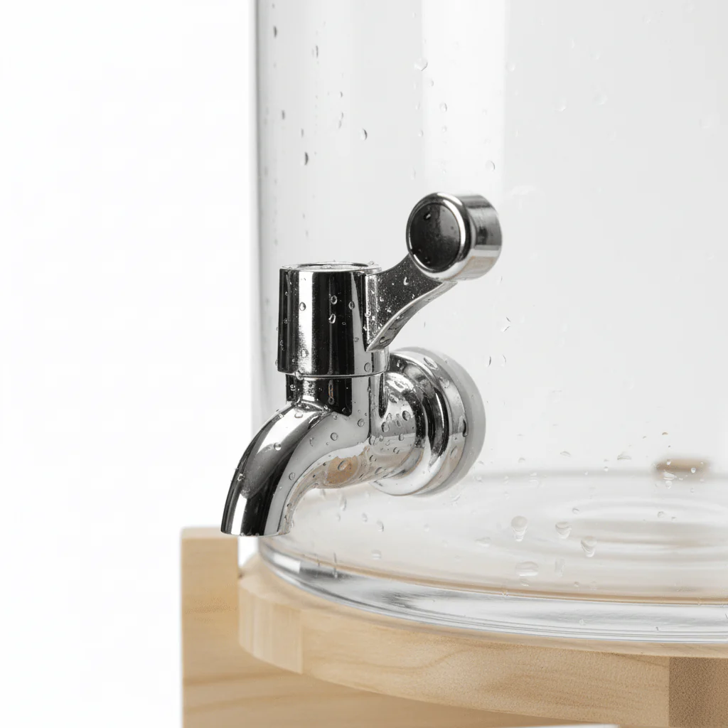 Velvet Glass Beverage Dispenser with Wooden Stand – 9L - Image 2