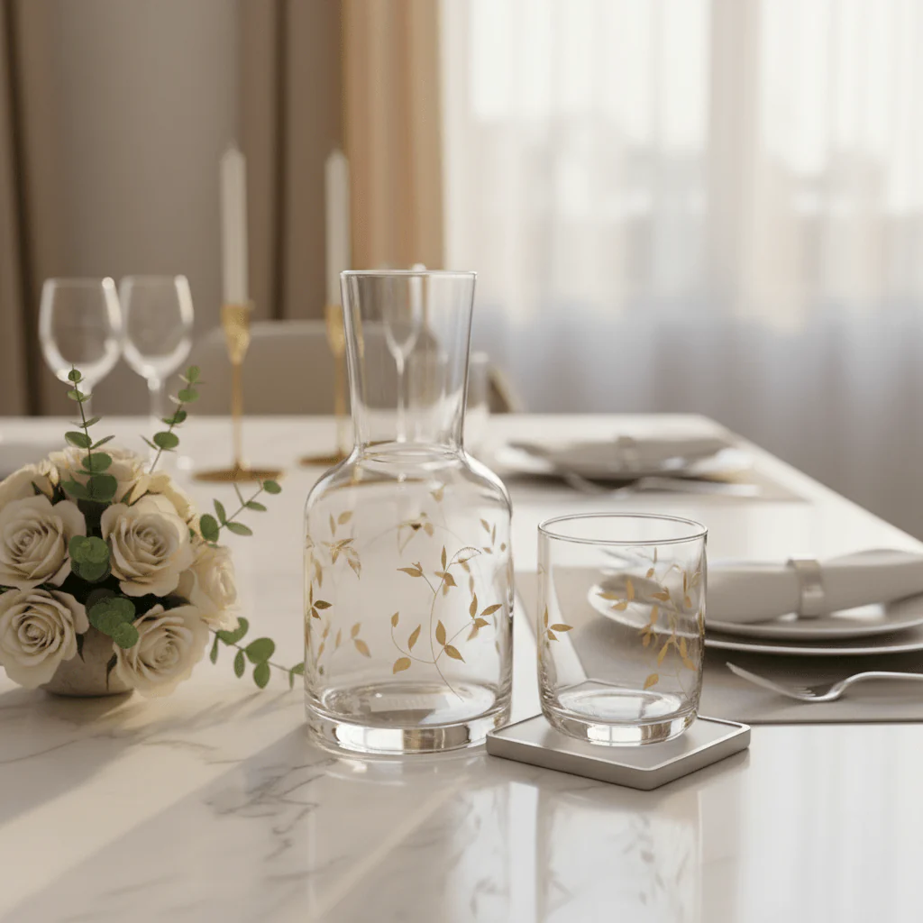 Velvet Glass Water Carafe with Tumbler — 750ml - Image 2
